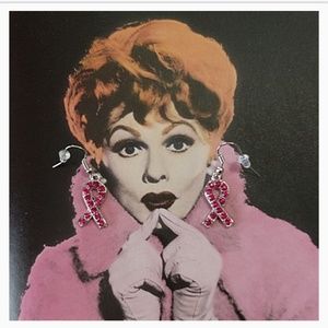 NEW Breast Cancer Awareness Pierced Earring Pink Crystals Power Ribbon Hope Loop